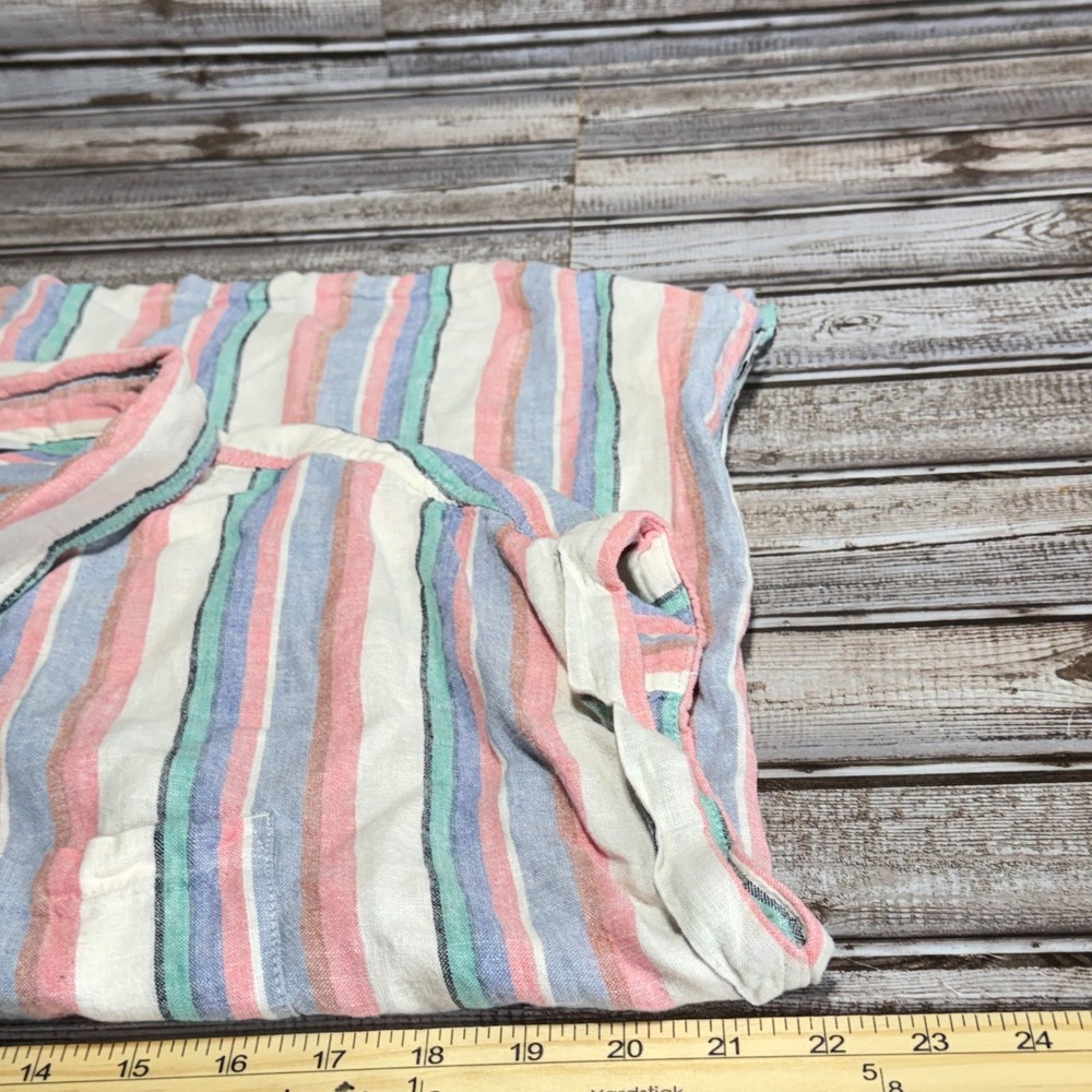 ORVIS Womens Striped Linen Blend‎ Short Sleeve Button Down Shirt Medium - Picture 5 of 7